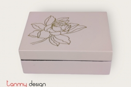 Rectangular business card lacquer box engraved with lotus